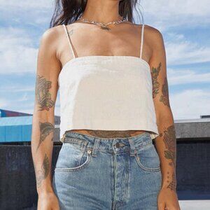✨ Decade Studio Dana Camisole Linen Cotton Cropped Top Ivory  Size 2-4